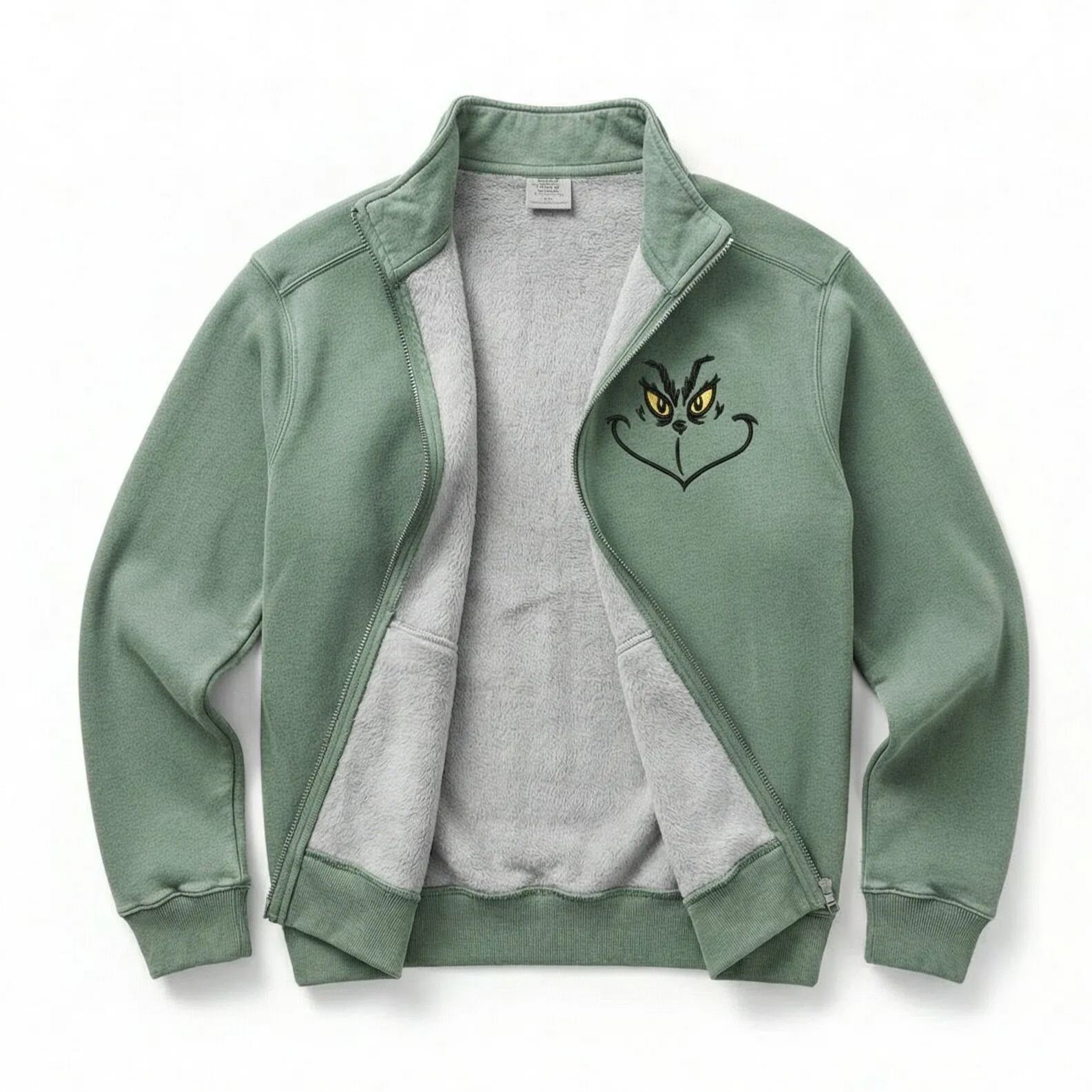 Embroidered Christmas Zip Sweatshirt