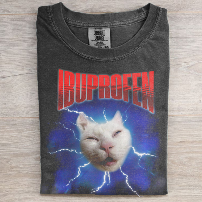 IBUPROFEN Funny Cat Meme Vintage T-shirt