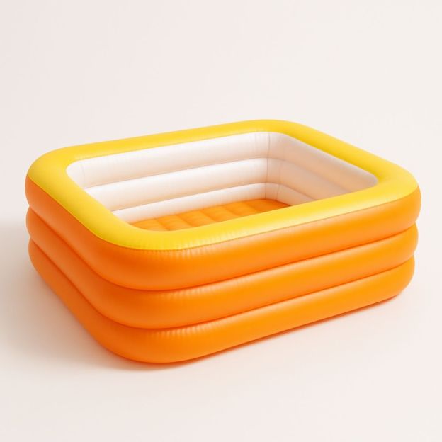 Piscine Gonflable Rectangulaire 175x145x63 cm Orange/Blanc PVC