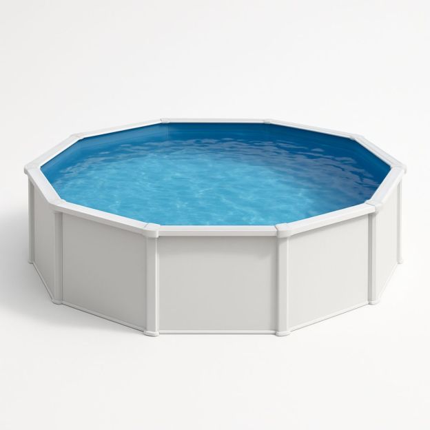 Piscine Hors-Sol Octogonale Acier Blanc 550 cm x 120 cm