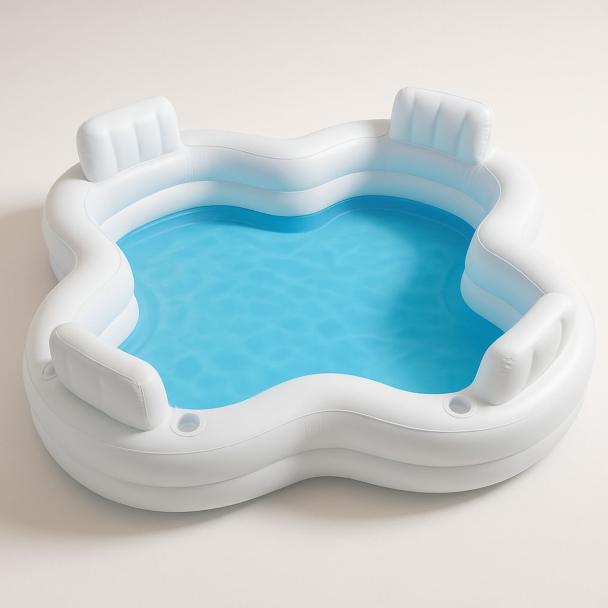 Piscine Gonflable de Jardin PVC Blanc/Bleu avec Sièges 229cm x 229cm x 66cm