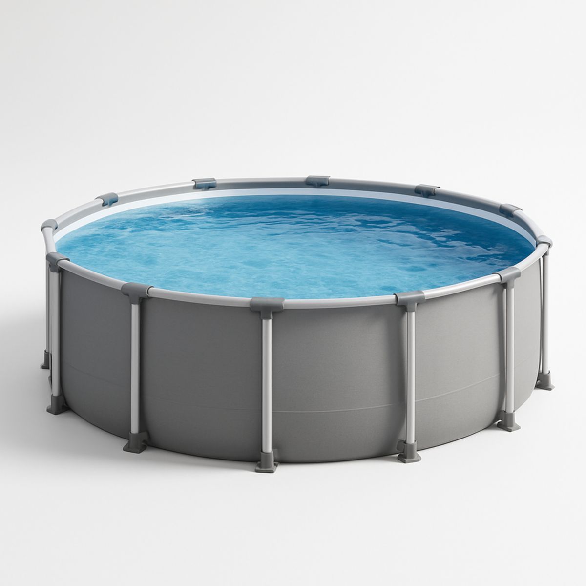 Piscine hors-sol ronde acier 305cm x 76cm PVC Gris