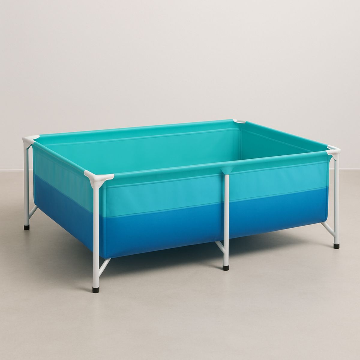 Piscine rectangulaire en PVC avec cadre acier blanc 200cm x 150cm x 50cm Bleu