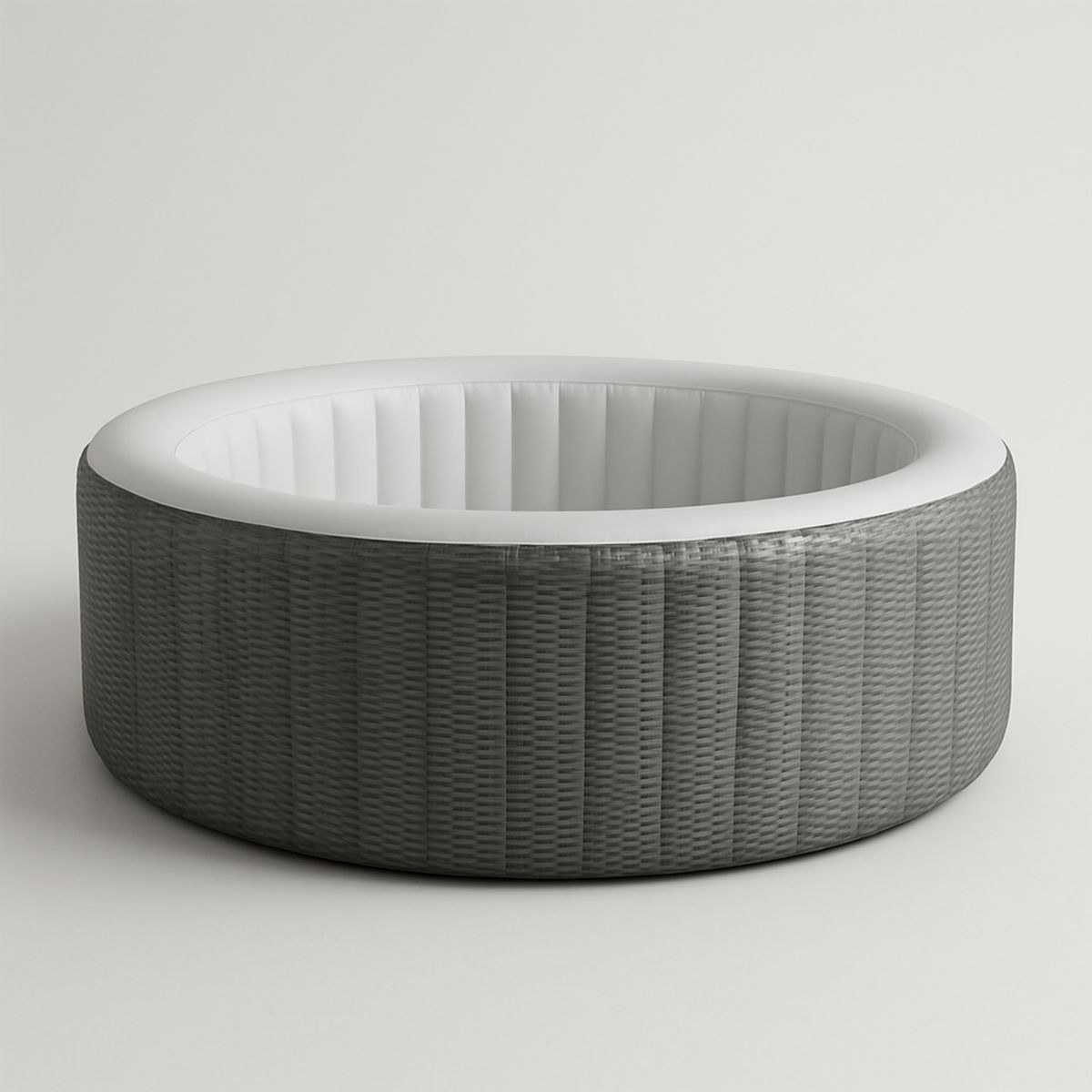 Piscine Gonflable Ronde Rattan Gris/Blanc Ø180 cm PVC