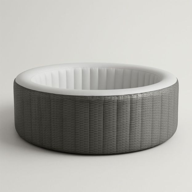 Piscine Gonflable Ronde Rattan Gris/Blanc Ø180 cm PVC