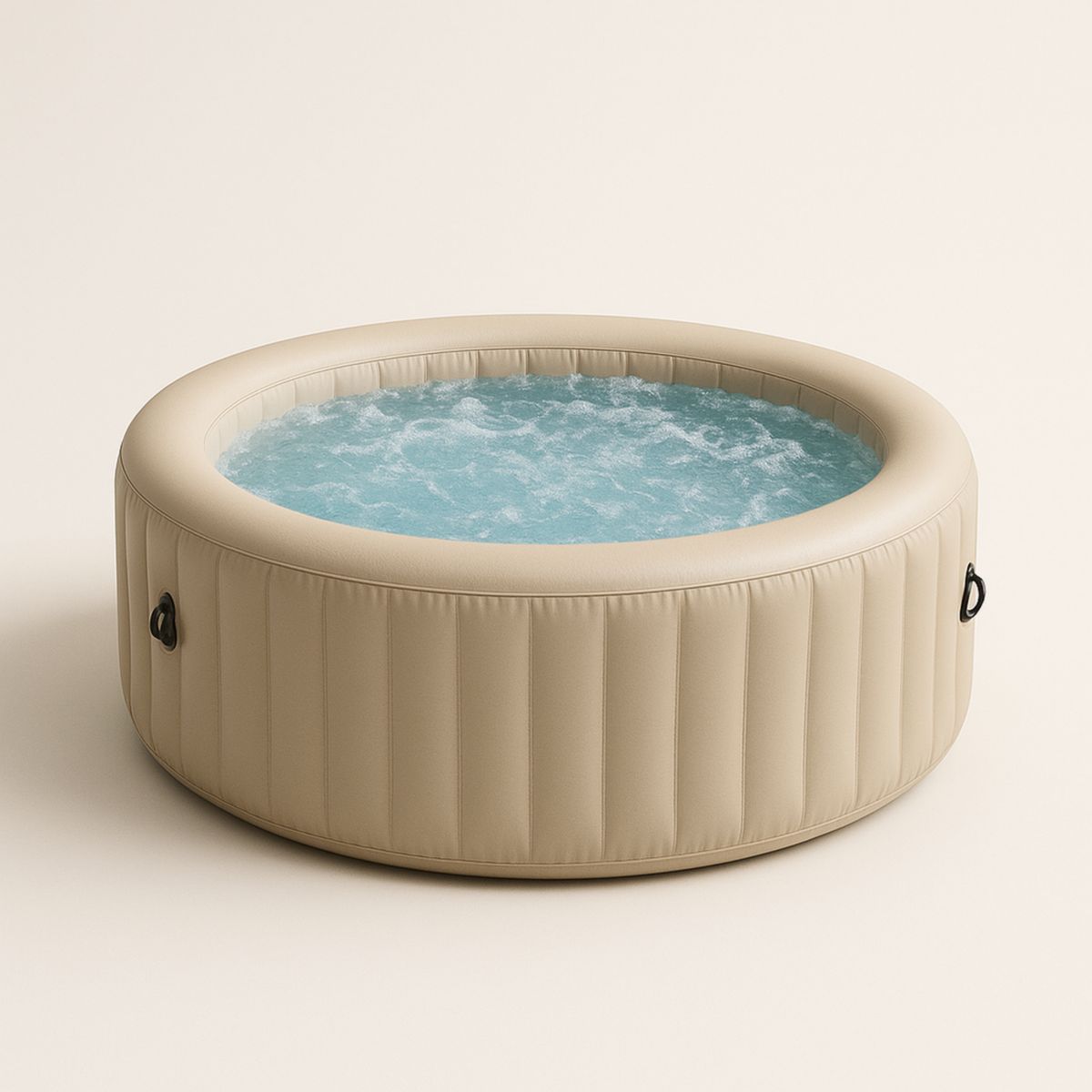 Jacuzzi gonflable rond beige en PVC haute 60 cm diamètre 200 cm