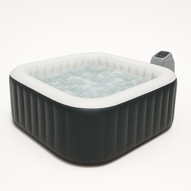 Spa Gonflable Carré 180x180x65 cm PVC Noir/Blanc