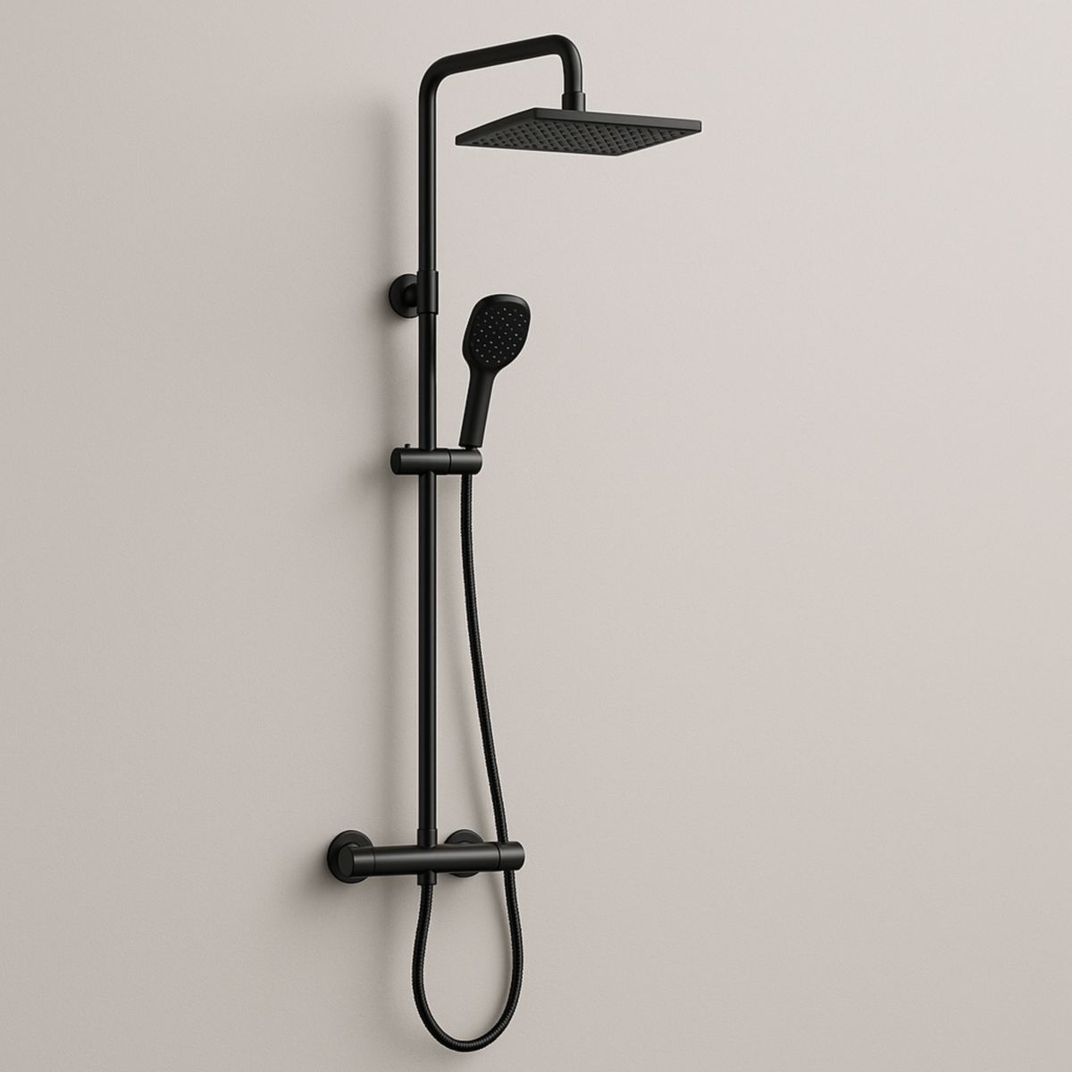 Colonne de Douche Noir Acier Inoxydable Mat Hauteur Réglable