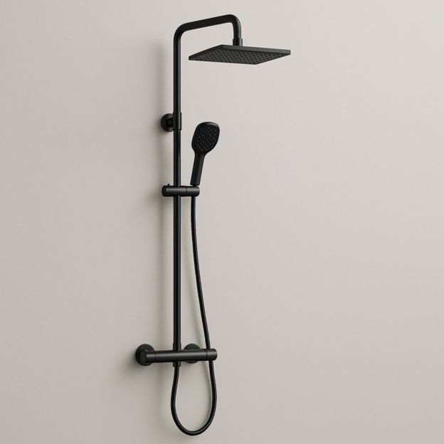 Colonne de Douche Noir Acier Inoxydable Mat Hauteur Réglable