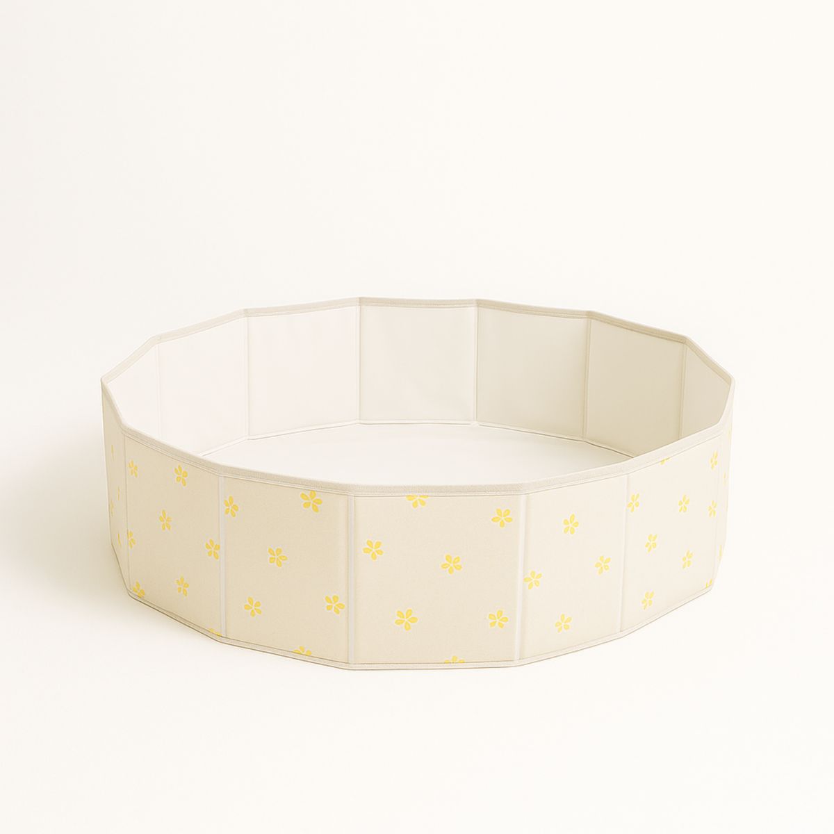 Piscine pour enfants pliable en PVC motif floral beige diametre 150 cm hauteur 30 cm