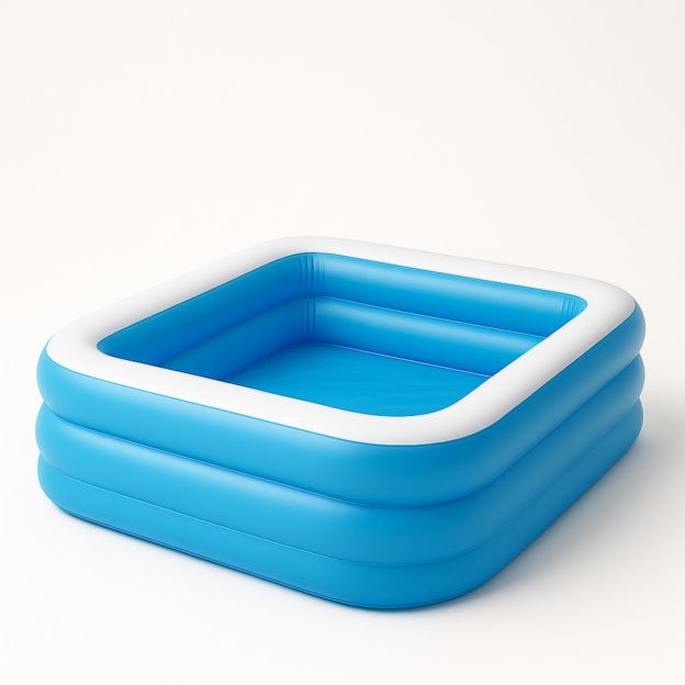 Piscine gonflable carrée en plastique bleu/blanc 150x150x50 cm