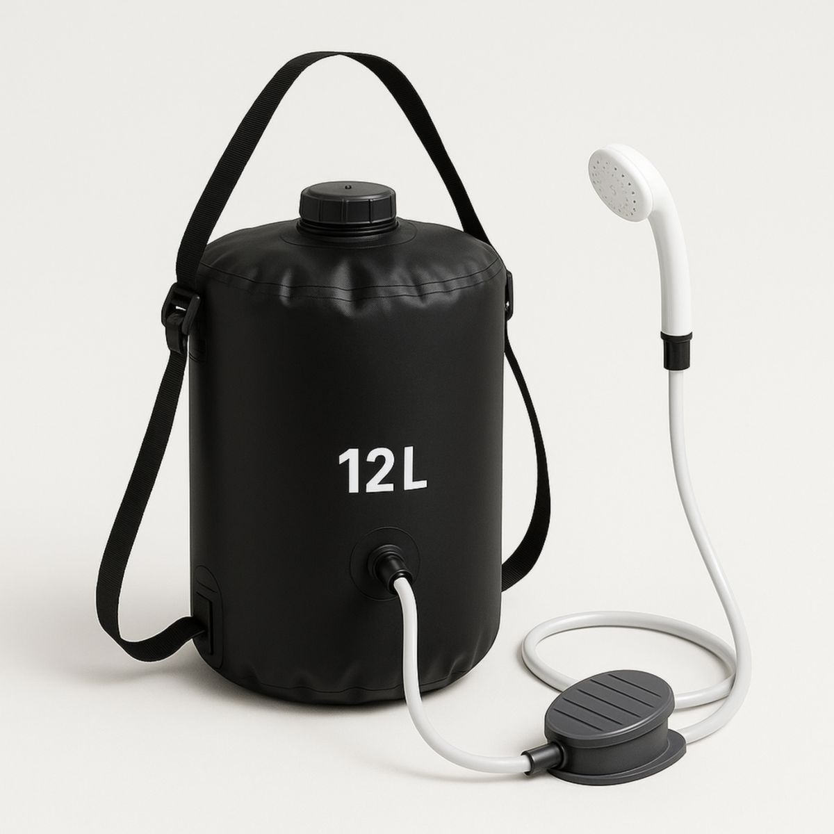 Douche extérieure portable 12L avec pompe à pied en PVC Noir