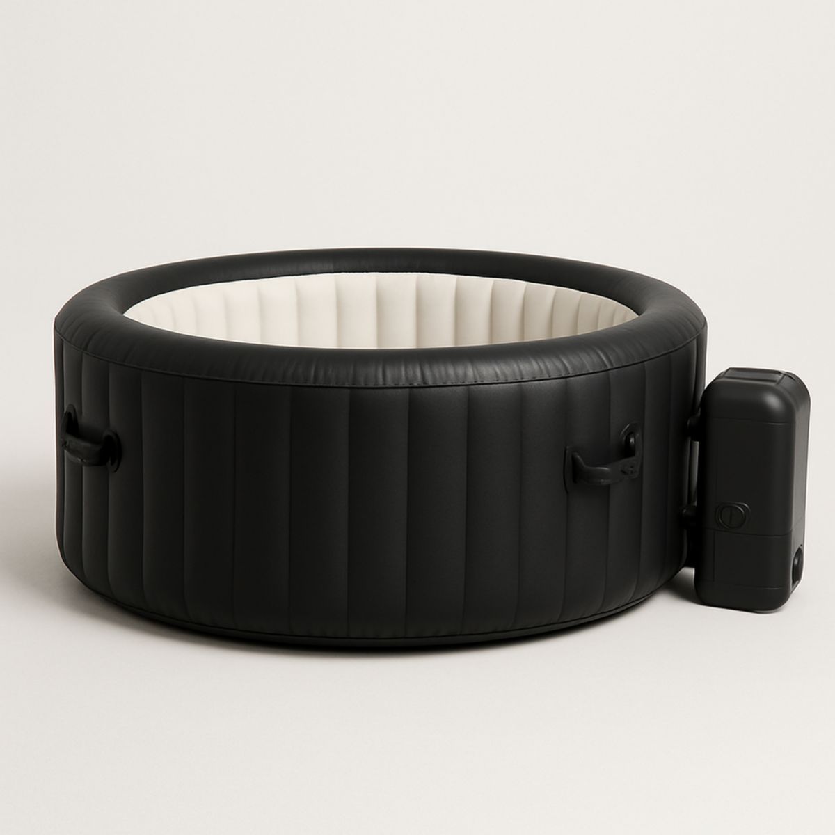 Piscine Spa Gonflable Ronde en PVC Noir/Blanc avec Chauffage et Massages 200cm