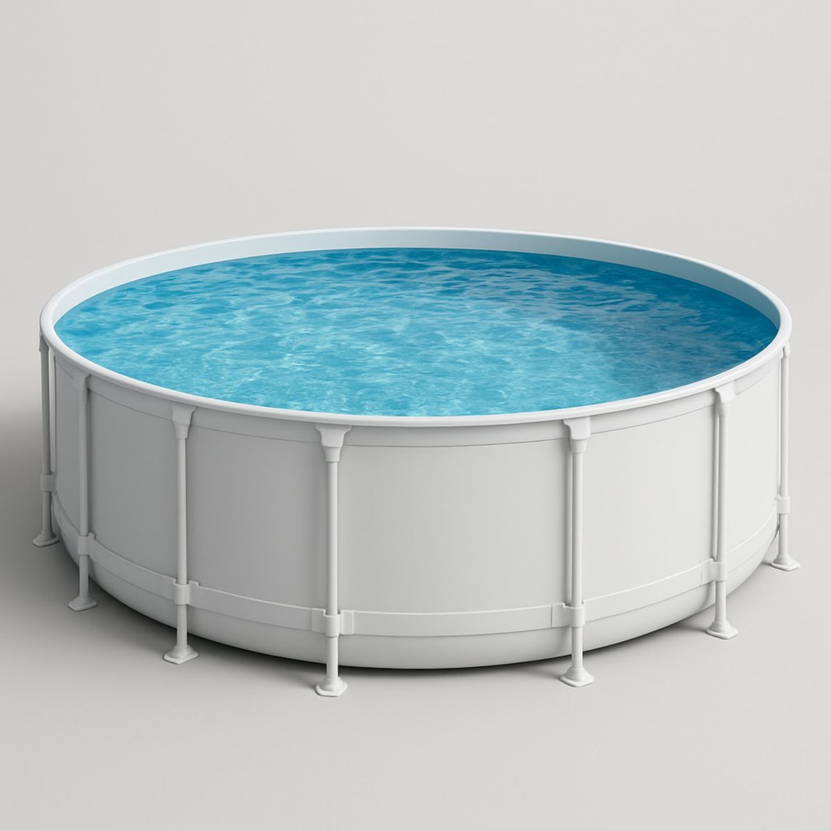 Piscine hors-sol ronde 360 cm en acier avec liner PVC blanc et bleu