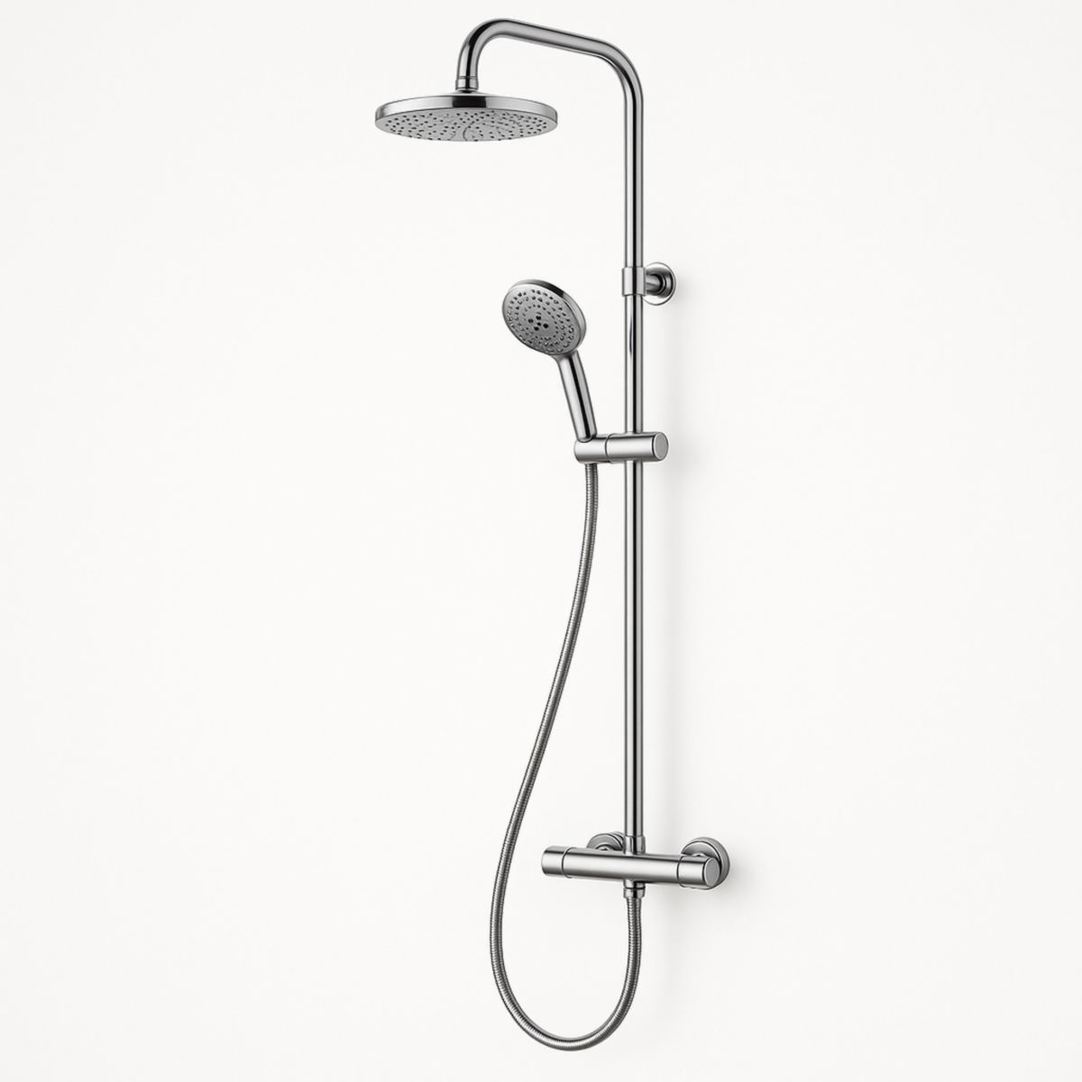 Ensemble de Douche en Acier Inoxydable avec Douchette et Pommeau Ronde