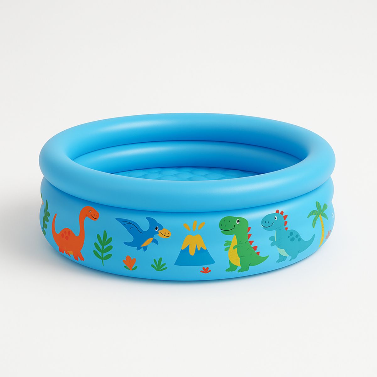 Piscine Gonflable Enfant Dinosaure Rond 100cm PVC Bleu