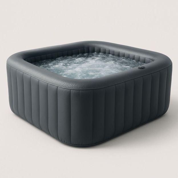 Bain à remous gonflable carré 185x185x65cm Gris PVC