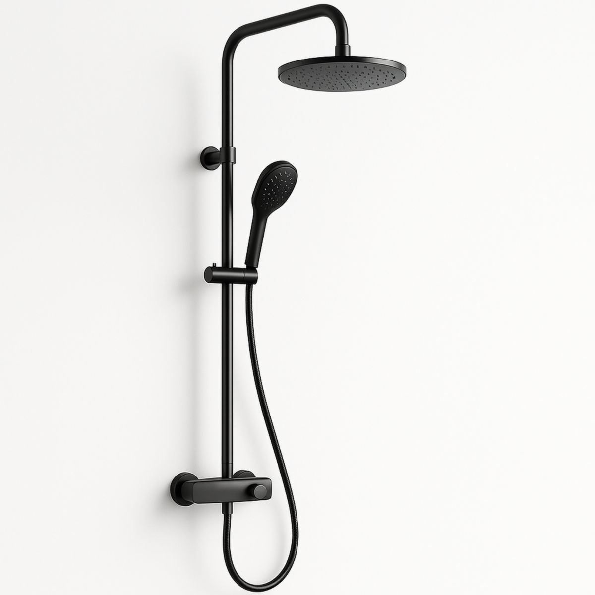 Colonne de Douche Thermostatique Noire avec Tête Pluie et Douchette