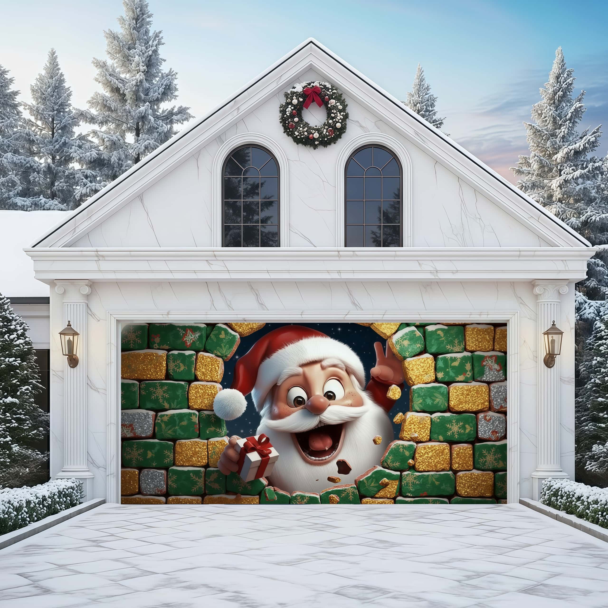 Santa's Break-In | Christmas Garage Door Cover