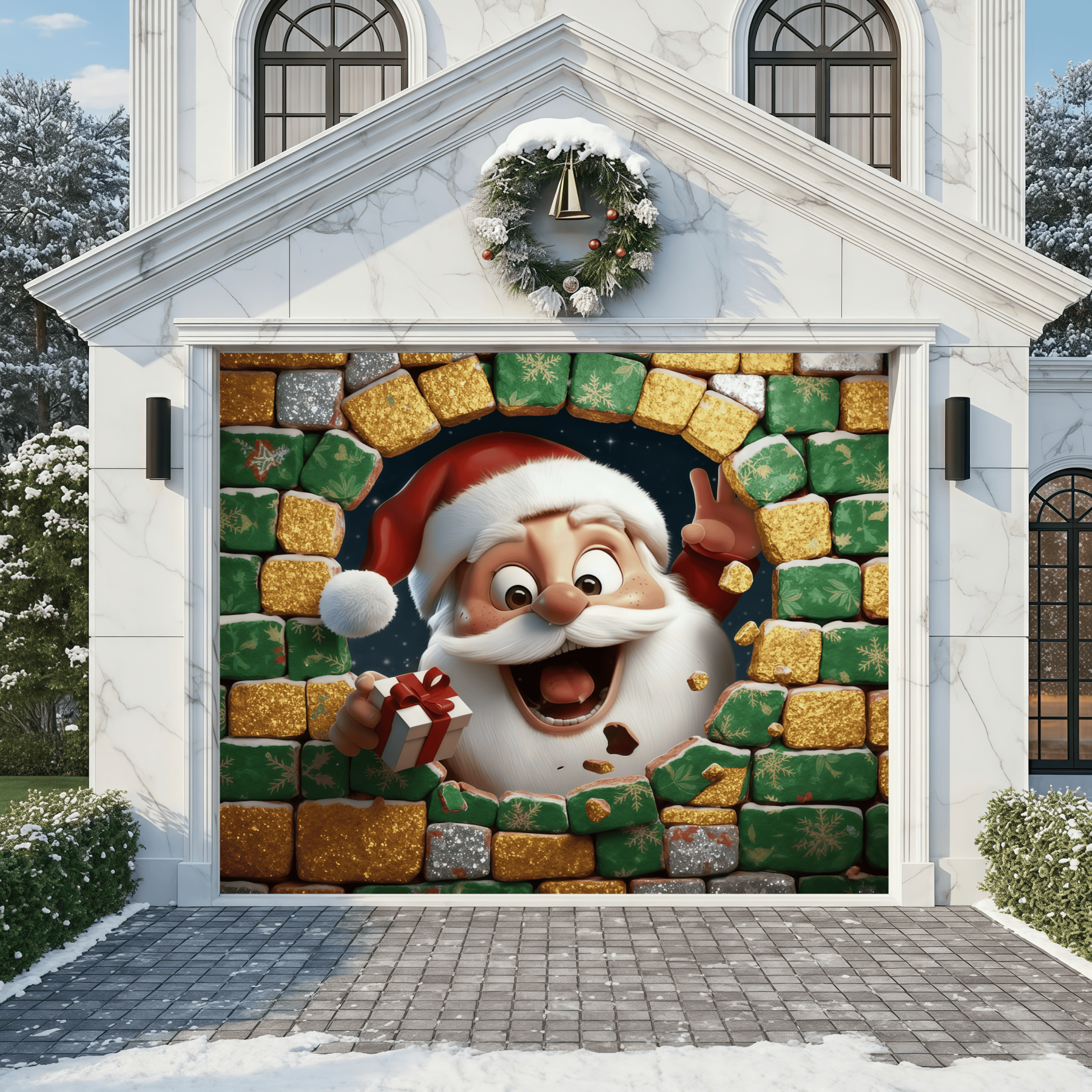 Santa's Break-In | Christmas Garage Door Cover