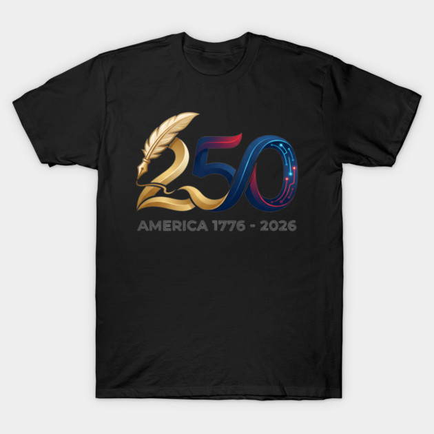 America 250th Anniversary 1776-2026 Semiquincentennial Gold Logo T-Shirt