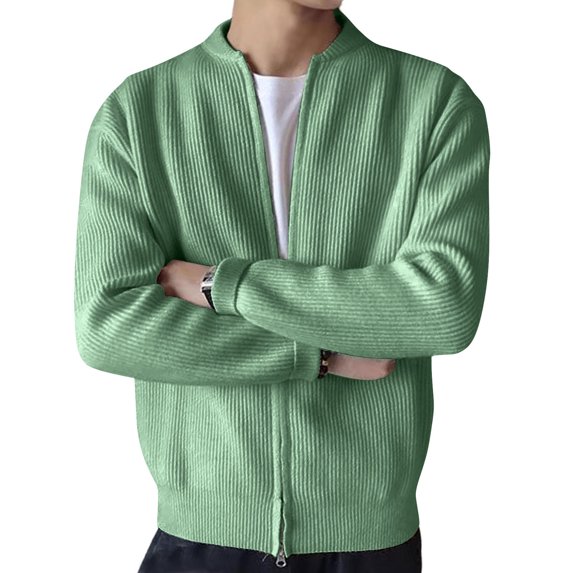 Men's Mint Green Ribbed Zip Jacket