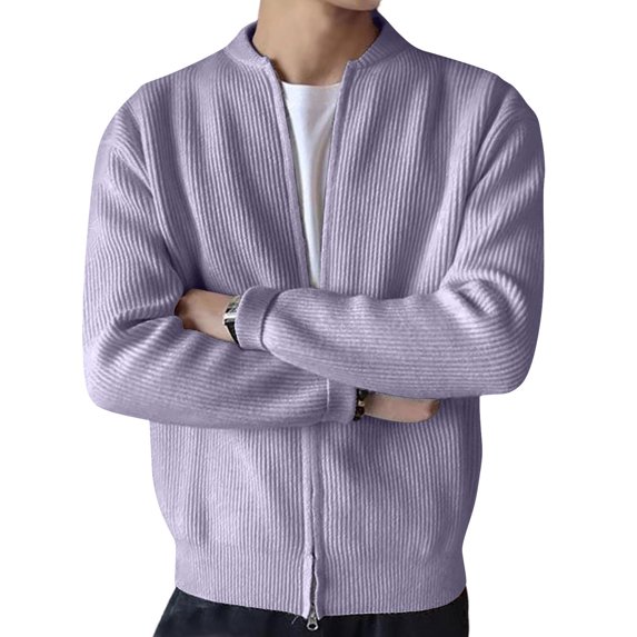 Men's Purple Ribbed Zip Jacket