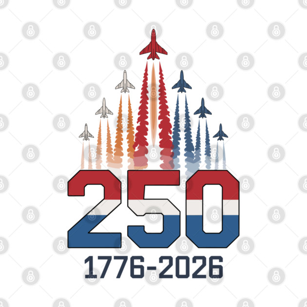 250 Years USA 1776-2026 Jet Patriotic T-Shirt
