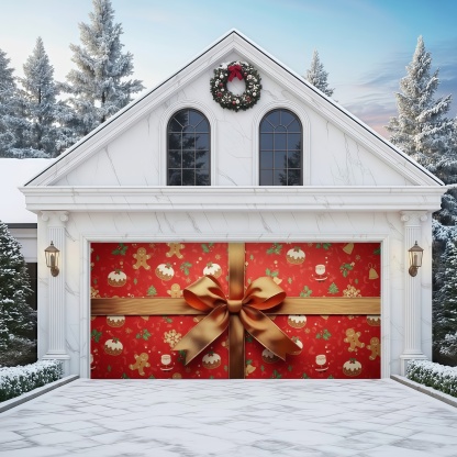 The Golden Bow | Christmas Garage Door Cover