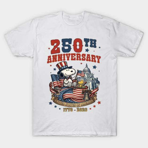 USA 250th Anniversary 1776 2026 Snoopy, America 250 Years Of Freedom T-ShirtRed Heather