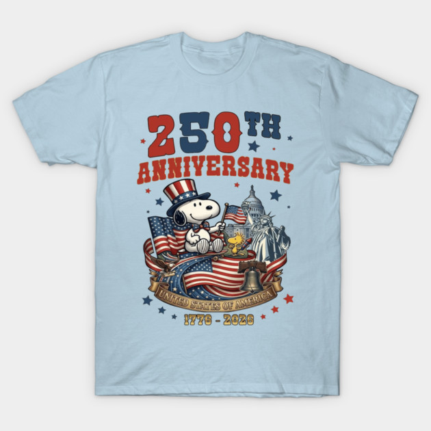 USA 250th Anniversary 1776 2026 Snoopy, America 250 Years Of Freedom T-ShirtRed Heather