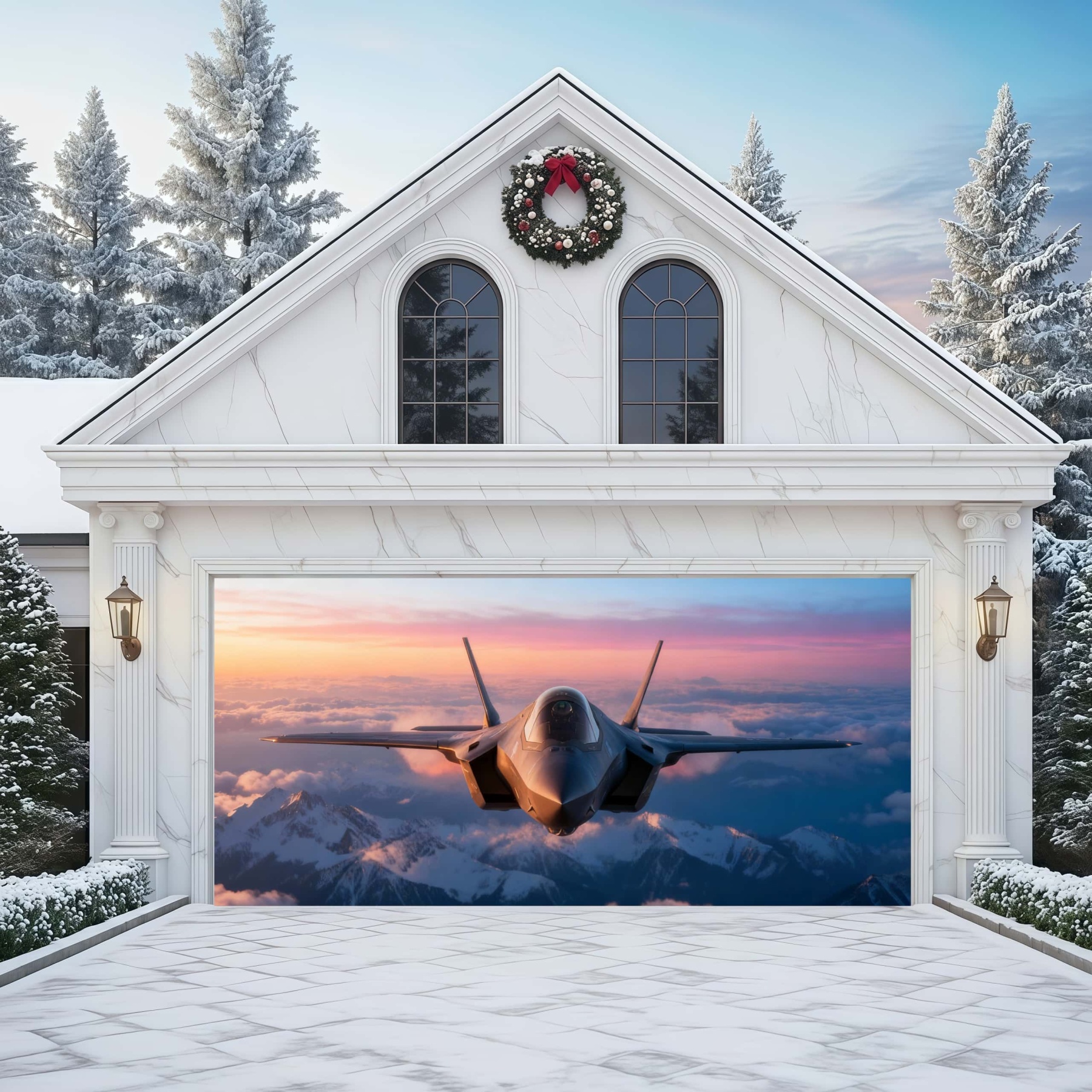 Wings of Dawn: High-Altitude Raid | Military Garage Door Cover