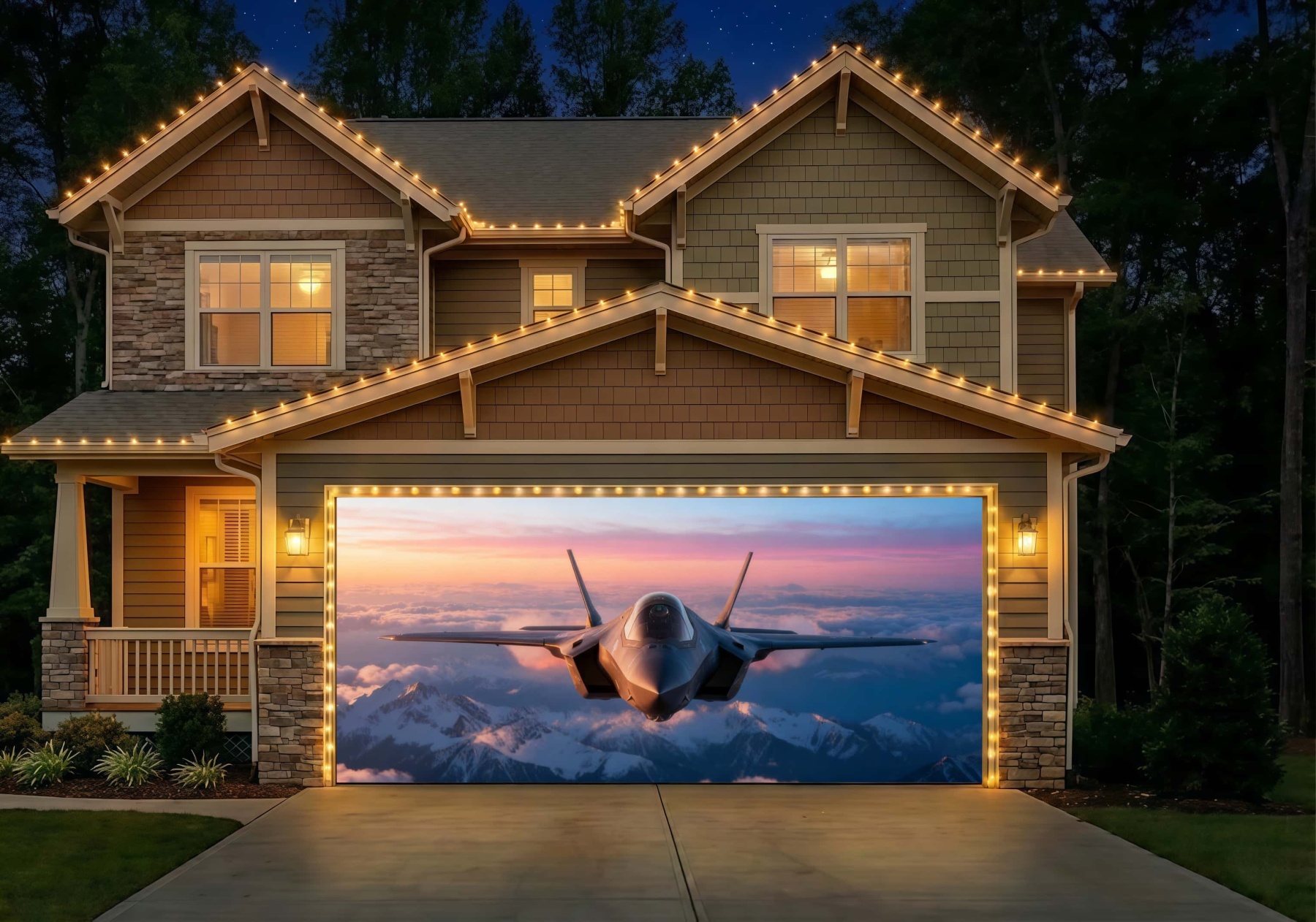 Wings of Dawn: High-Altitude Raid | Military Garage Door Cover