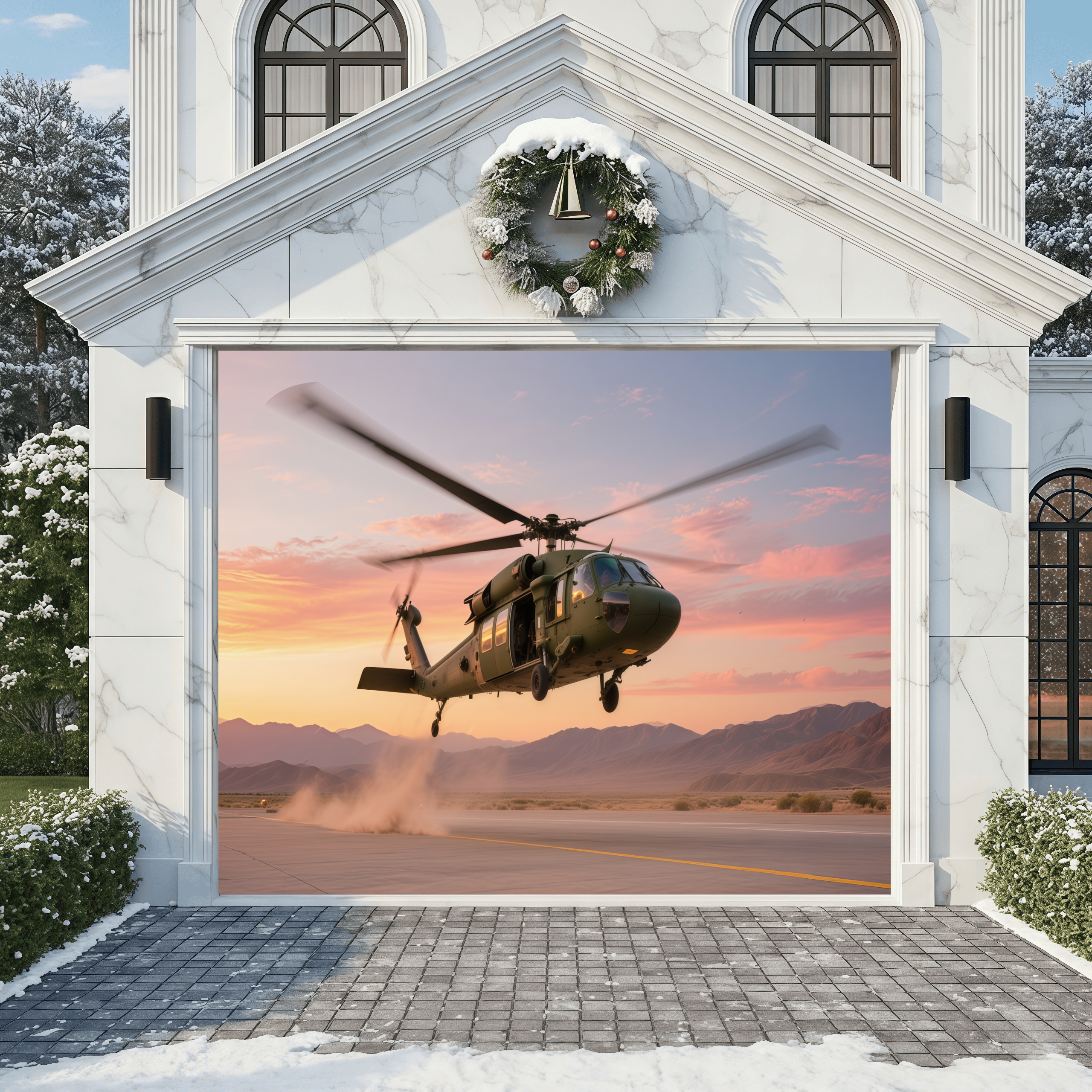 Twilight Wings: Sunset Sortie | Military Garage Door Cover