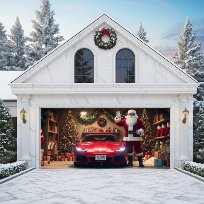Santa's Garage  | Christmas Garage Door Cover