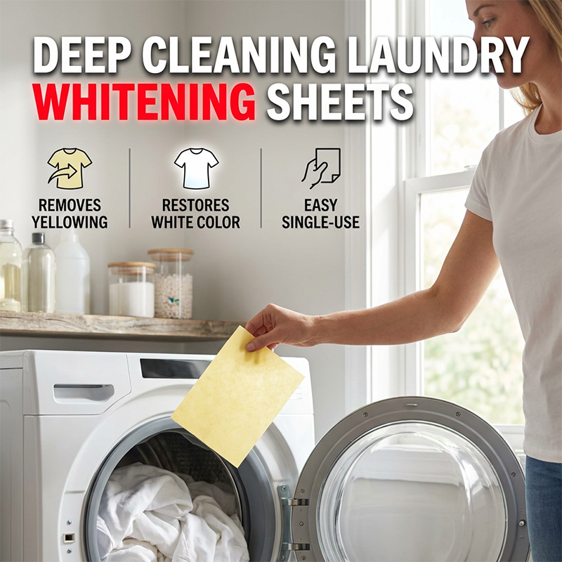🔥💥 Deep Cleaning Laundry Whitening Sheets ✨🧺 Powerful Stain Remover Brightening Fabric Laundry Cleaning Sheets