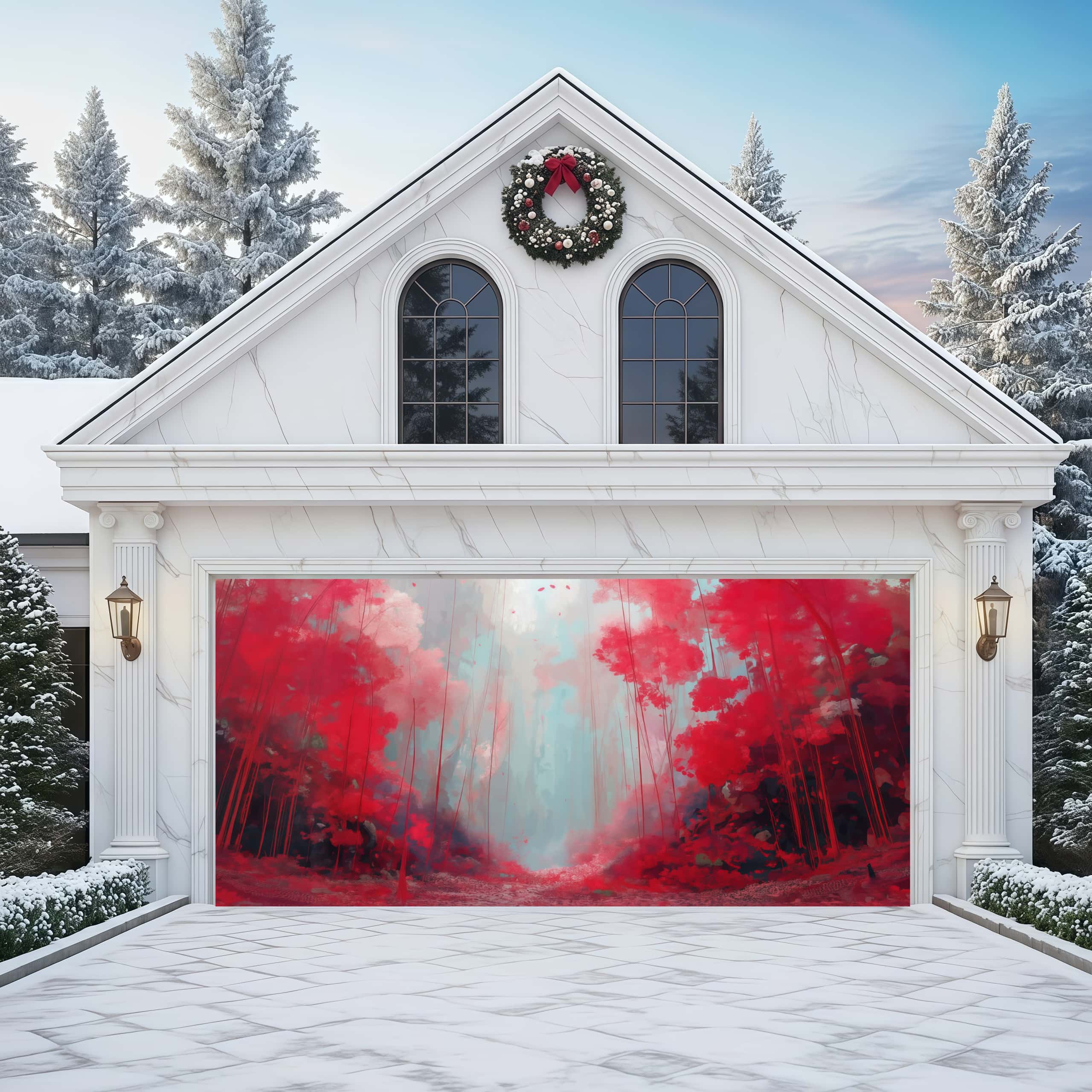 Crimson Dreamscape | Abstract Garage Door Covers