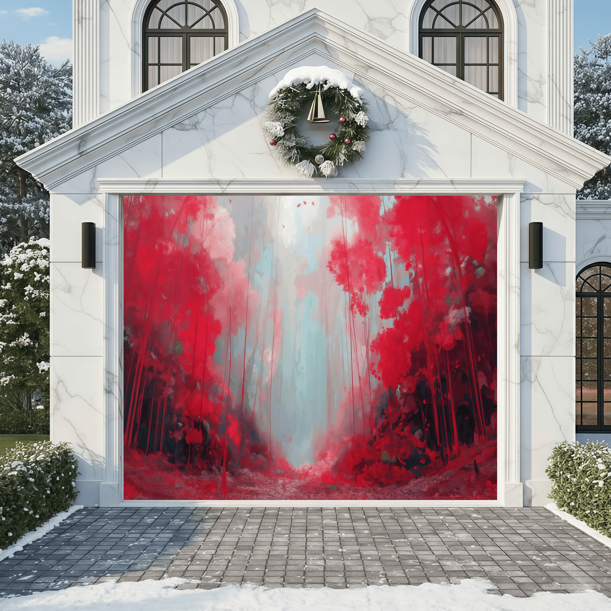 Crimson Dreamscape | Abstract Garage Door Covers