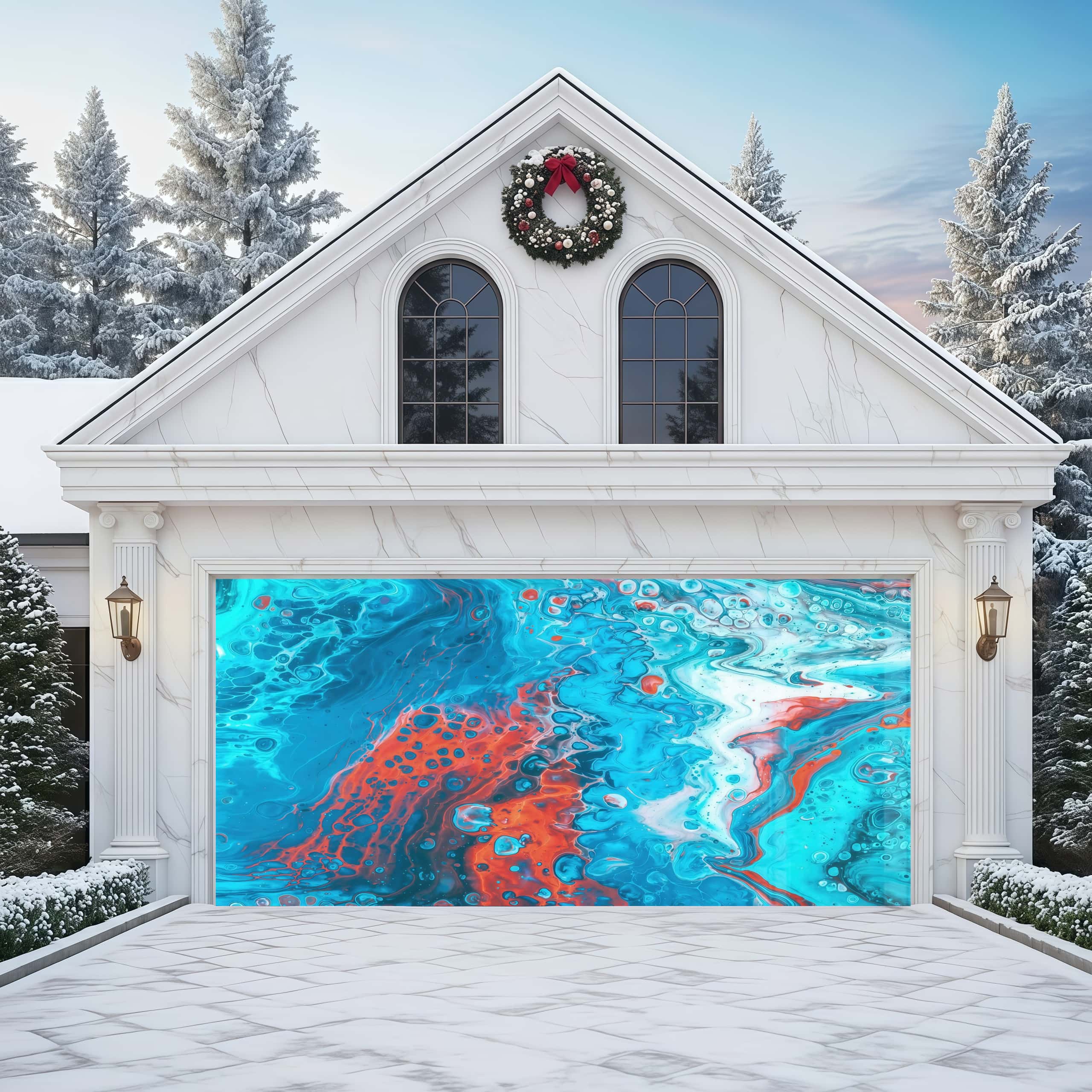 Glacial Ember Flux | Abstract Garage Door Covers