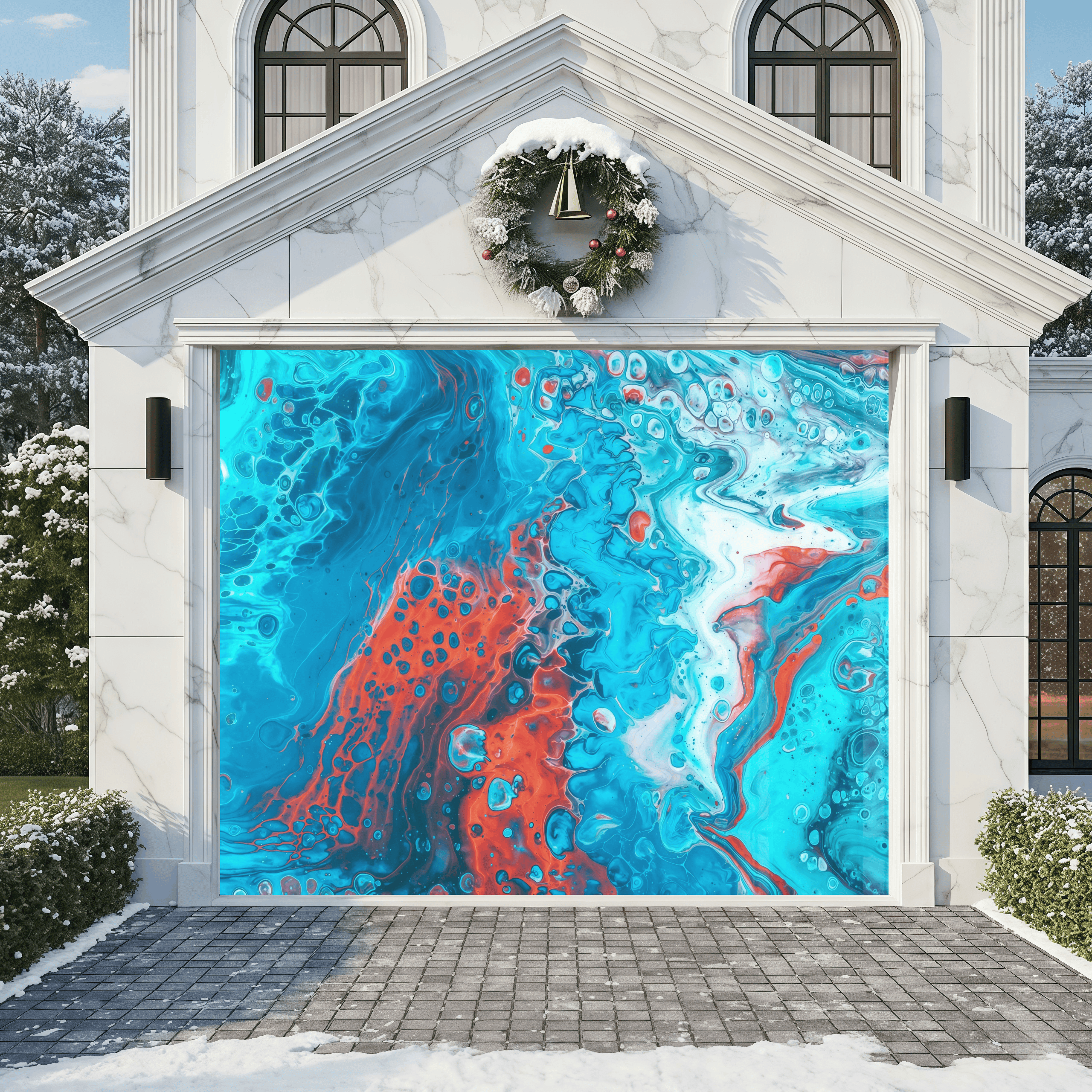 Glacial Ember Flux | Abstract Garage Door Covers