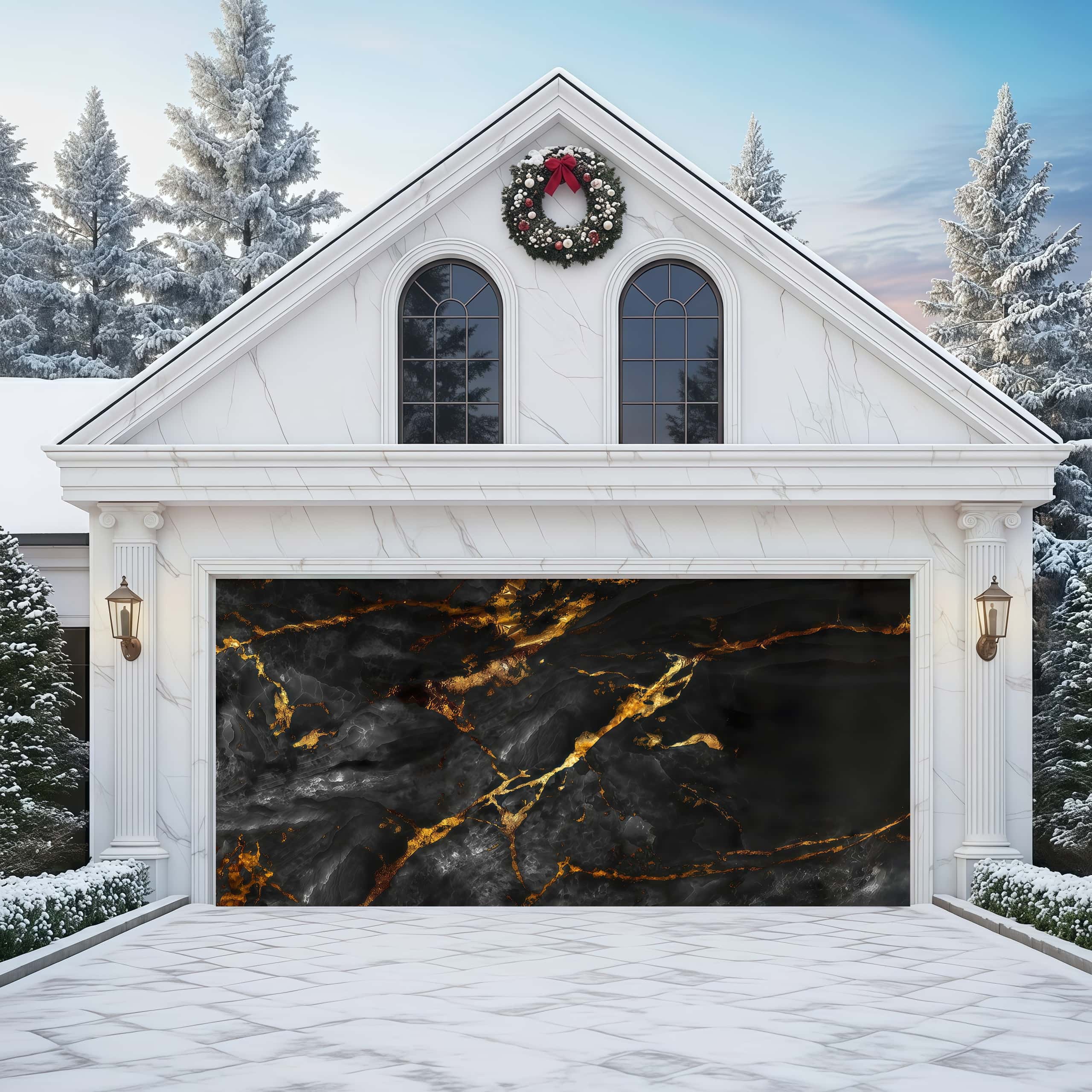 Midnight Gilded Vein | Abstract Garage Door Covers