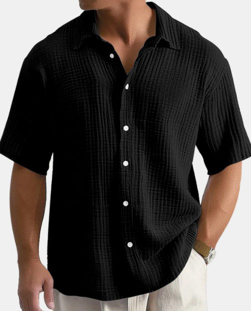 Men's loose-fit pure cotton short-sleeve shirt