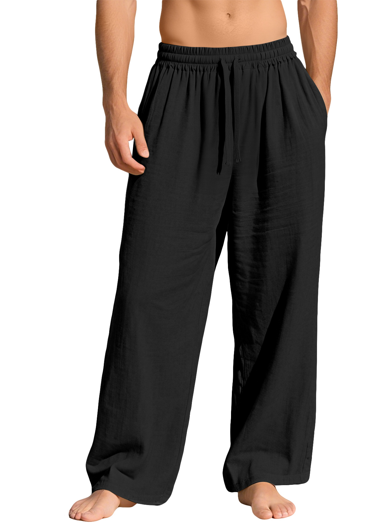 Men's Linen Drawstring Trousers with Pockets