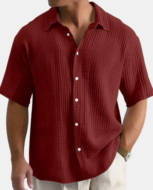 Men's loose-fit pure cotton short-sleeve shirt