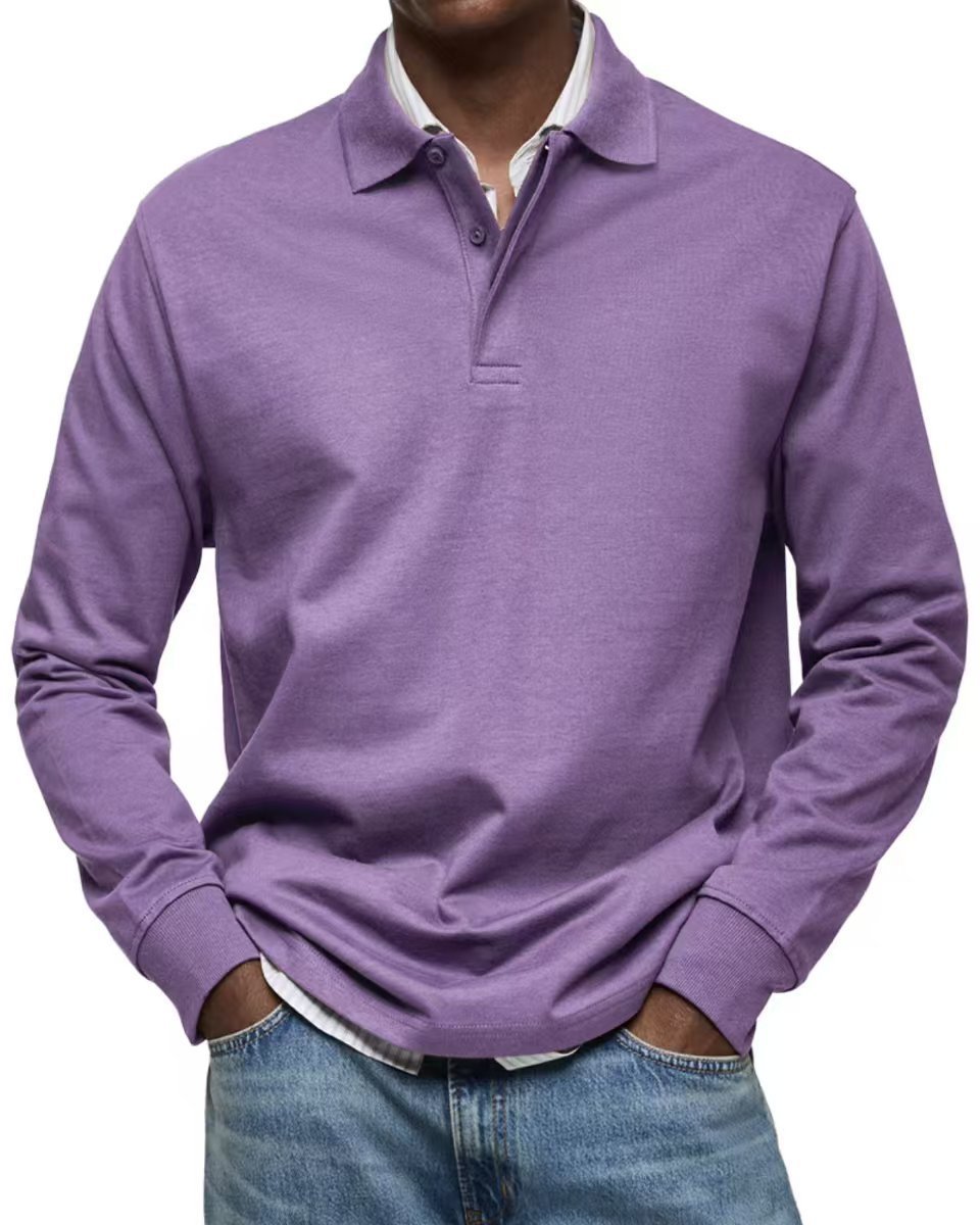 Men's Versatile Casual Long-Sleeve Button-Collar Polo Shirt