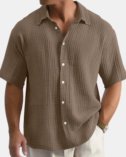 Men's loose-fit pure cotton short-sleeve shirt