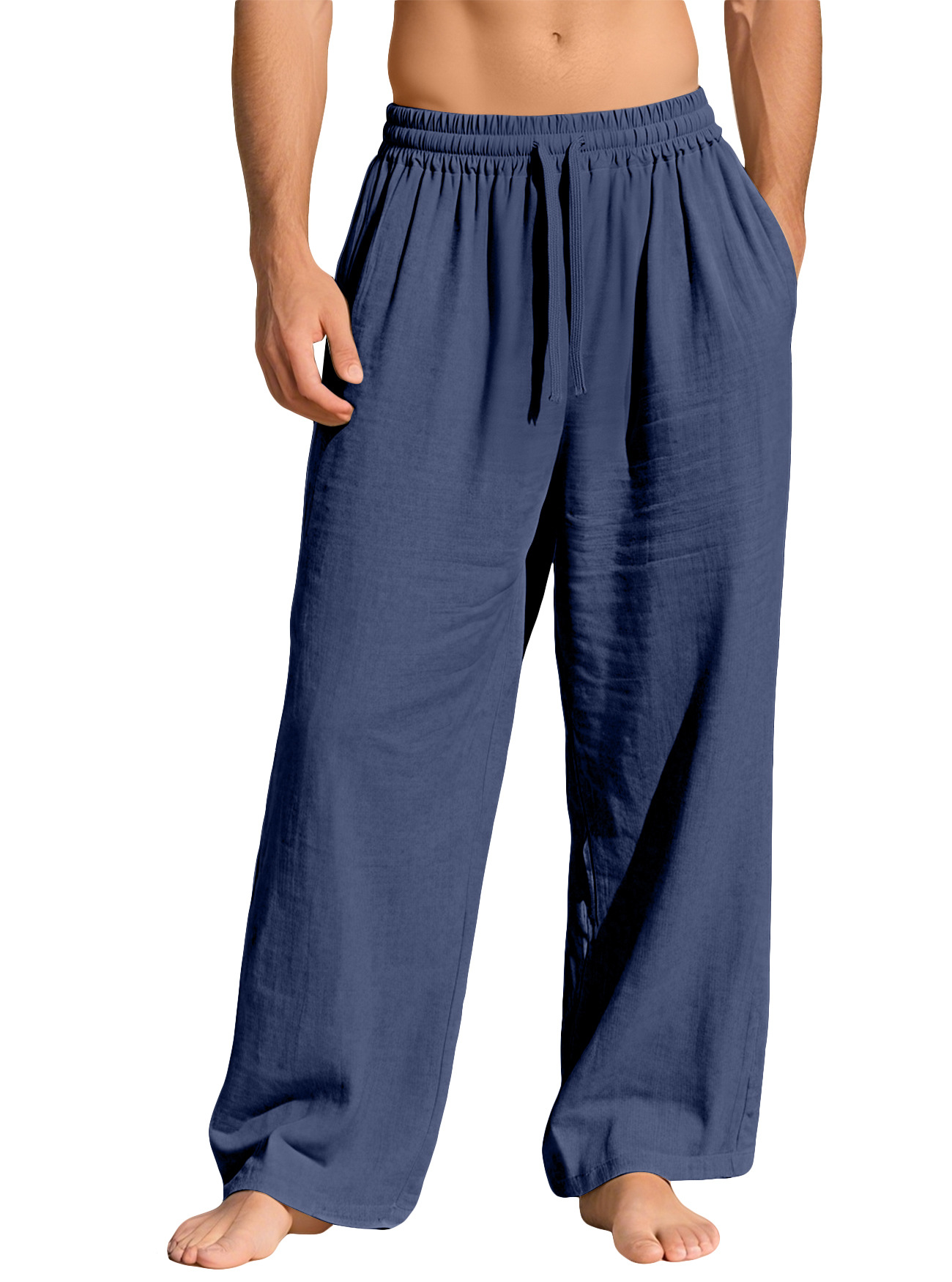 Men's Linen Drawstring Trousers with Pockets