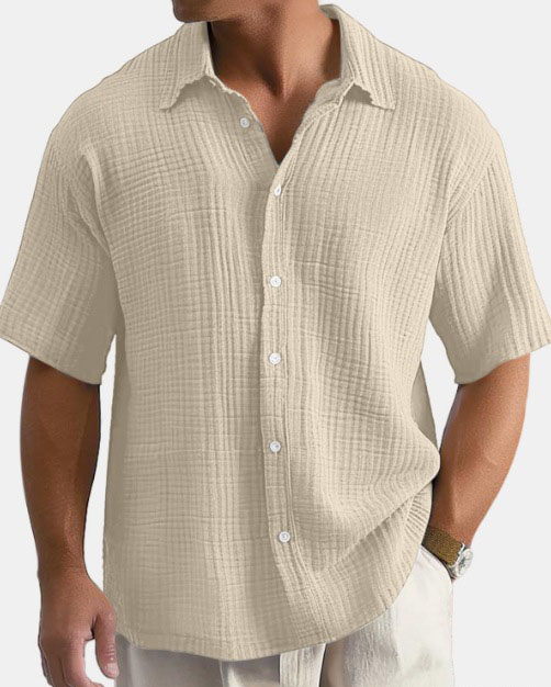Men's loose-fit pure cotton short-sleeve shirt