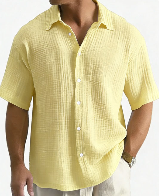 Men's loose-fit pure cotton short-sleeve shirt