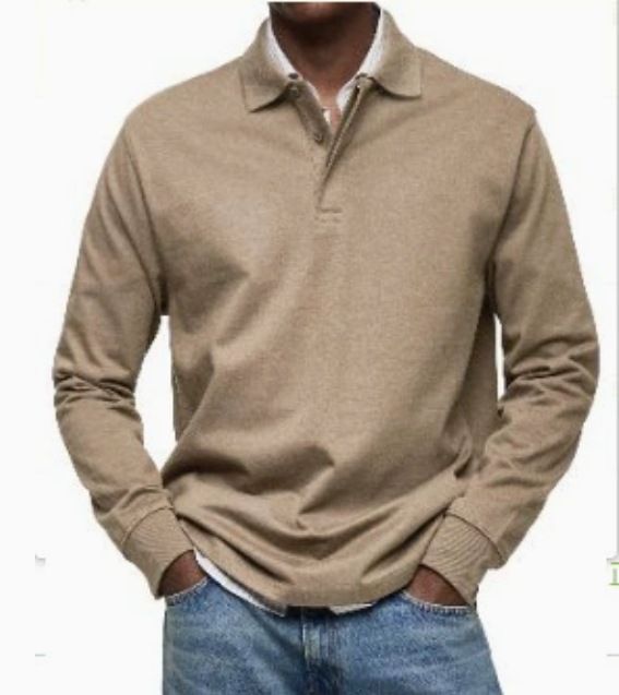 Men's Versatile Casual Long-Sleeve Button-Collar Polo Shirt